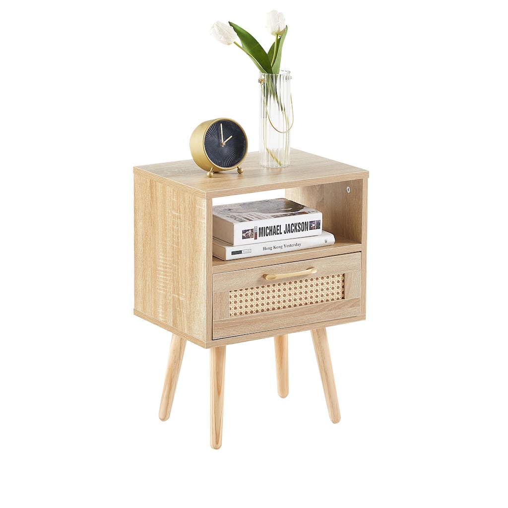 Rattan Woven Coffee Table Console Table Dining Table with Drawers for Living Room Office Table Bedside Table