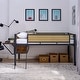 preview thumbnail 20 of 19, Single metal loft bed with rectangular desk, LED lights rattan g