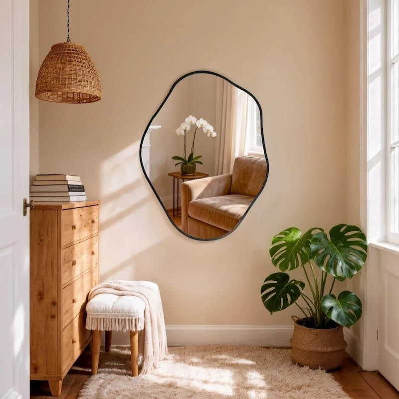 Irregular Mirrors for Wall Asymmetrical Metal Frame Decorative Mirror - 24" x 32"