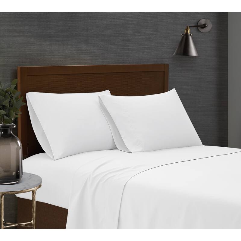 London Fog Garment Wash Solid Sheet Set - White - Split King