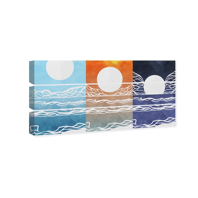 Wynwood Studio Canvas Abstract Wave Cycle Set Blue and Modern & Contemporary Wall Art Canvas Print