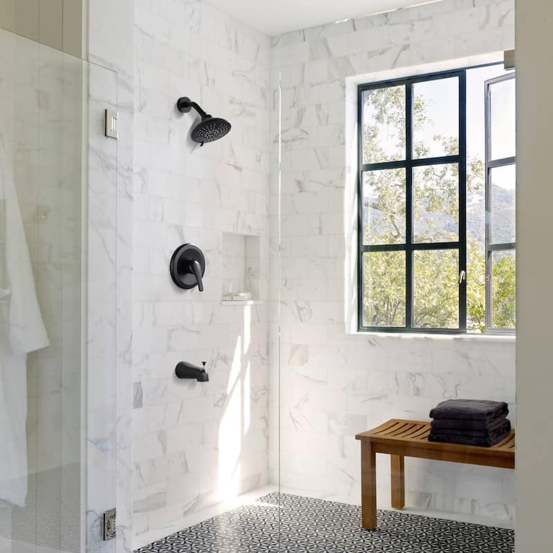 WOWOW Single Handle 5-Spray Shower Faucet with Tub Spout