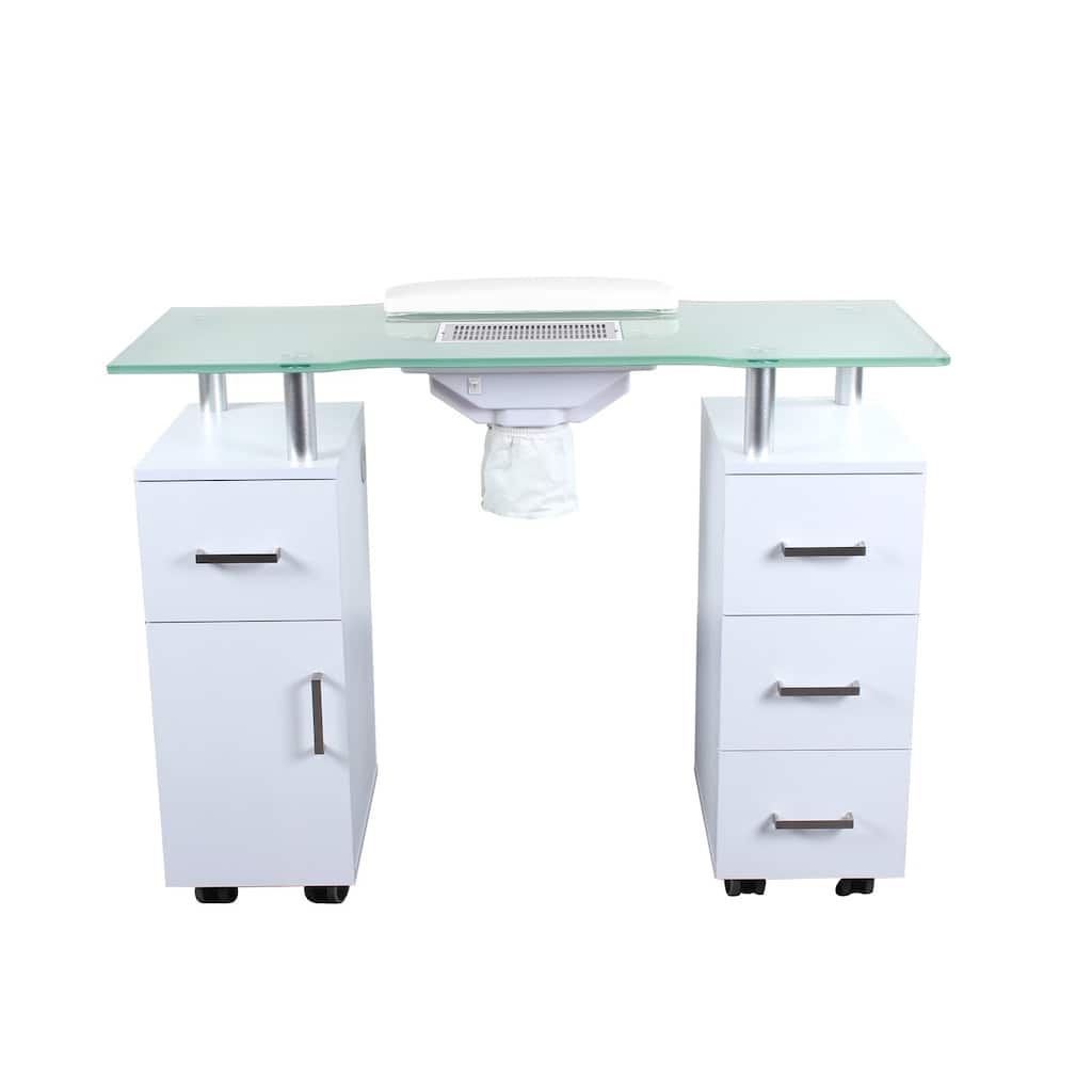 Manicure Table GLASGLOW WHITE Salon Nail Table Salon Furniture - N/A