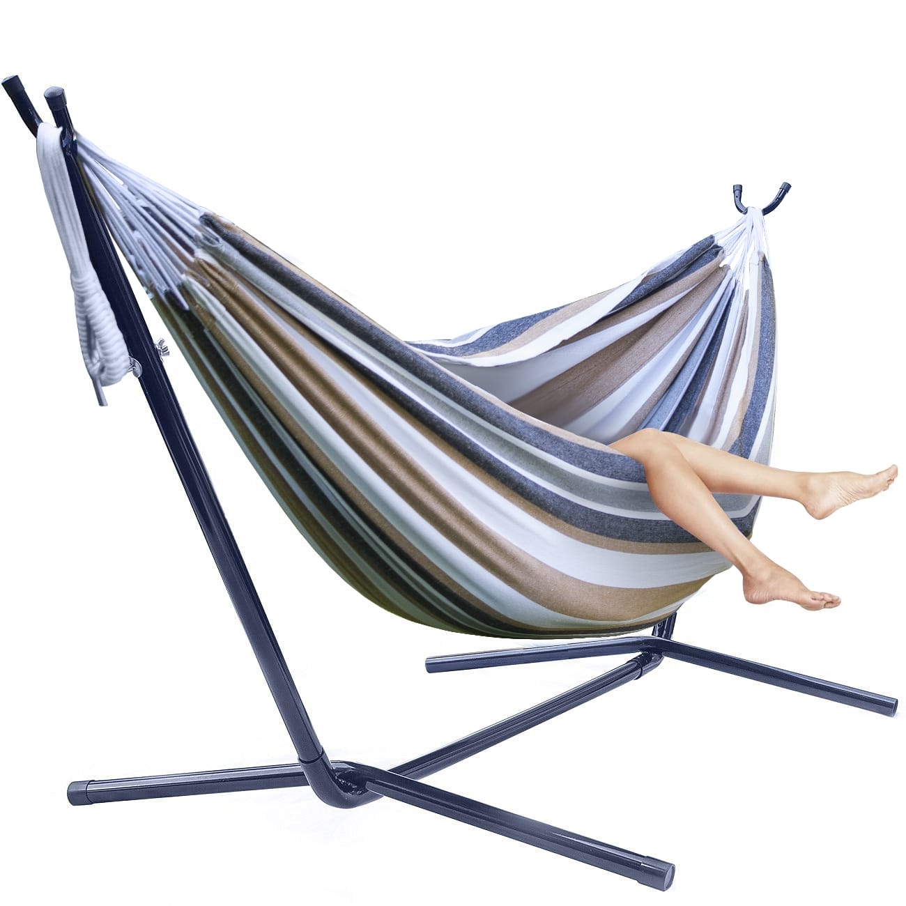 Double Hammock with Steel Stand Two Person Adjustable Hammock Bed ...