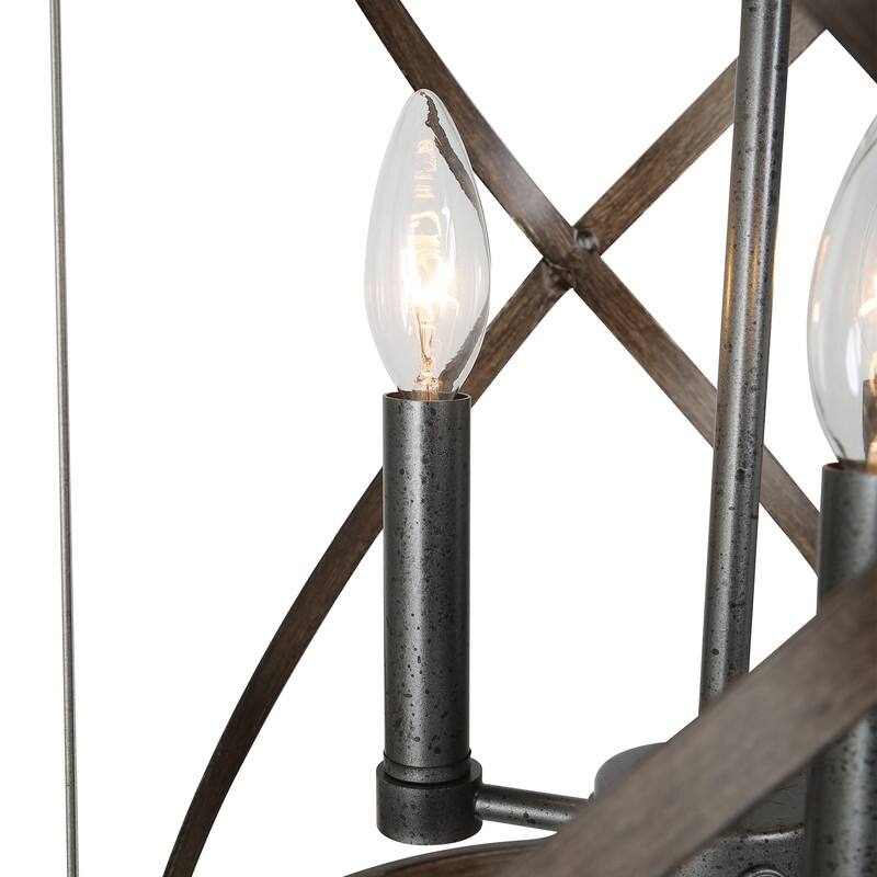 Halam Modern Farmhouse Barn Drum Chandelier Bronze Metal Island Pendant Lighting