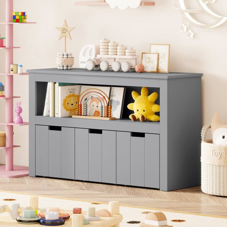 Kid Toy Storage Cabinet 3 Drawer Chest with Wheels Large Storage Cube Shelf - 40" x 13" x 24.5" (L x W x H)