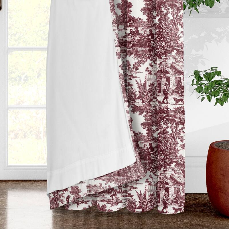6ix Tailors Au Village Toile Merlot Grommet Top Drapery Panels Set of 2