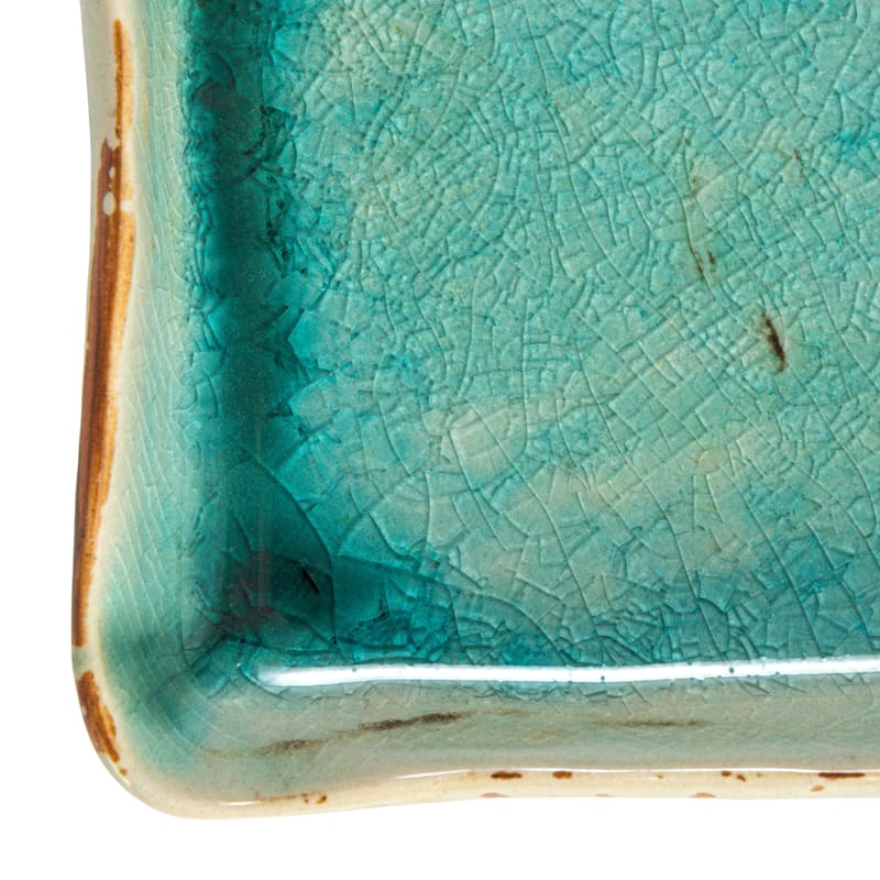 Stoneware Serving Tray with Reactive Crackle Glaze - 11.0"L x 11.0"W x 1.0"H