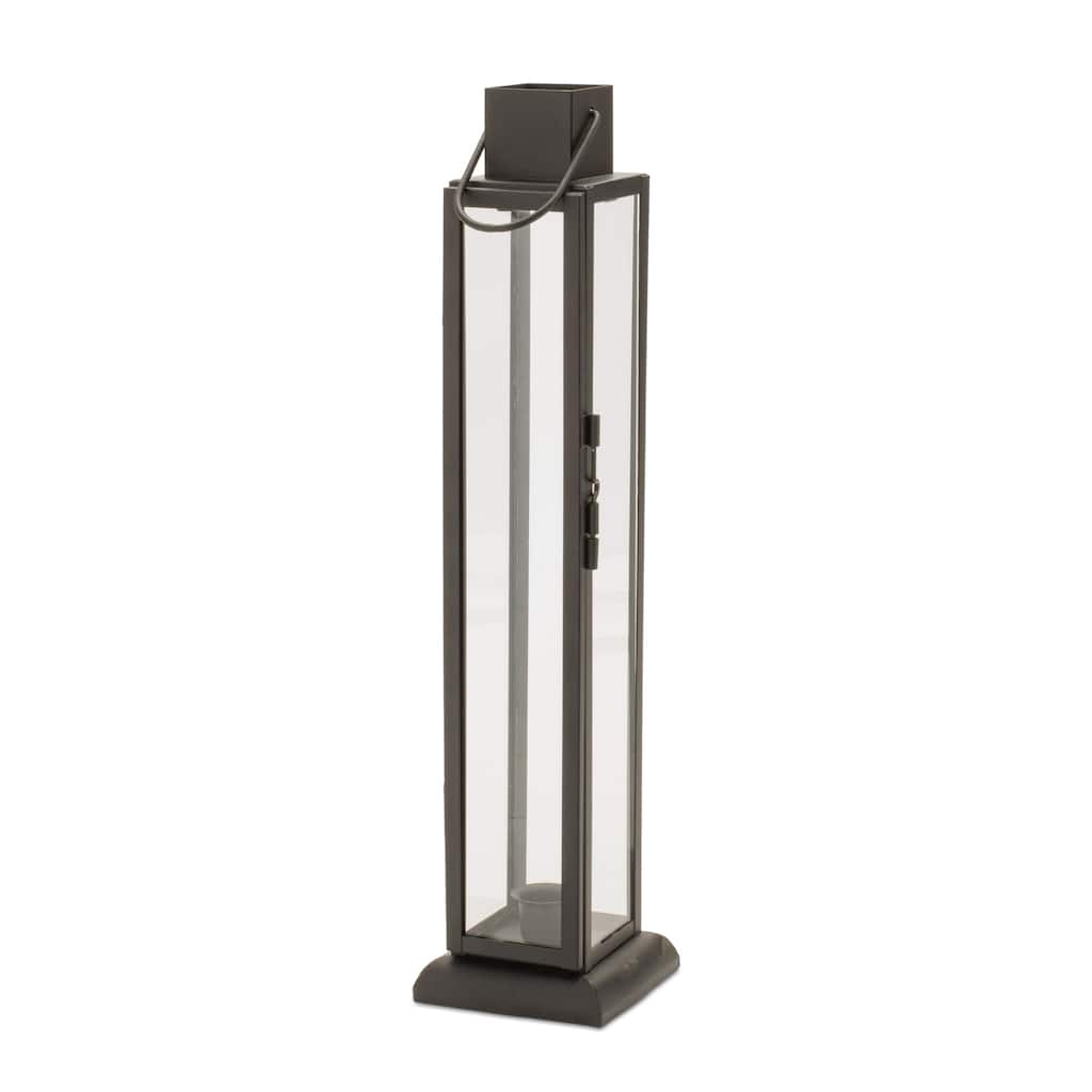 Modern Iron and Glass Taper Candle Lantern 15.75"H