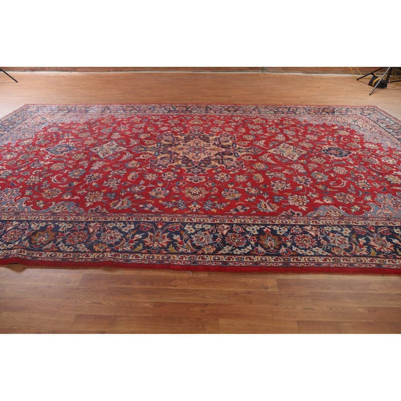 Large Traditional Najafabad Persian Vintage Rug Handmade Wool Carpet - 10'1" x 15'10"