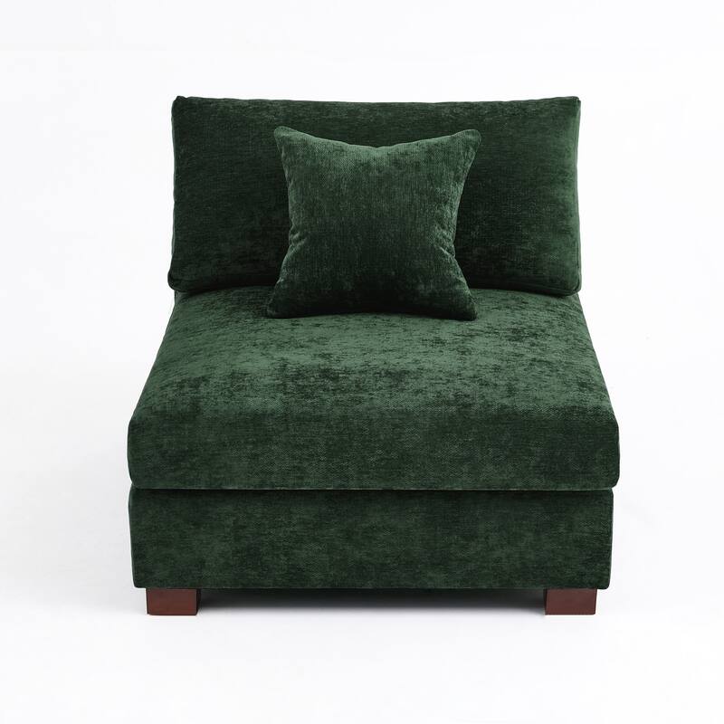 Chenille Upholstered Armless Accent Chair With Plush Cushion