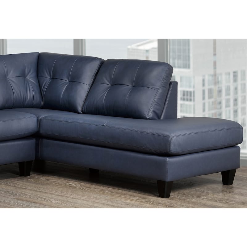 Gibson Top-Grain Leather Tufted Sectional Sofa