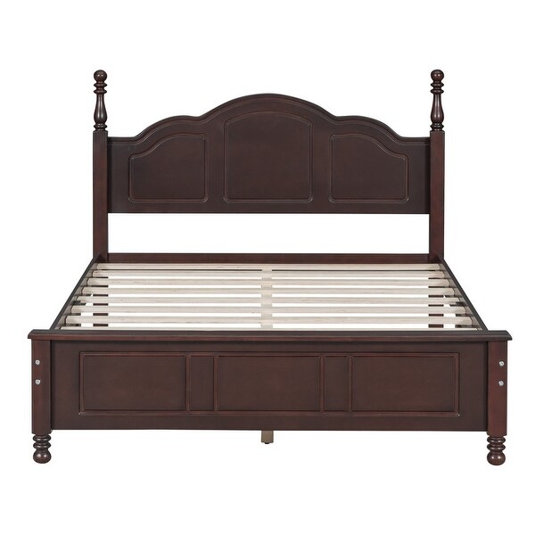 3PCS Retro Design Queen/Full Size Wood Platform Bed Set with 2