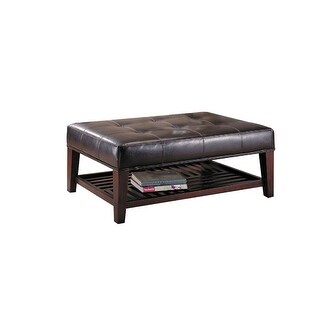 Charming Leather Ottoman, Brown - Bed Bath & Beyond - 20974630