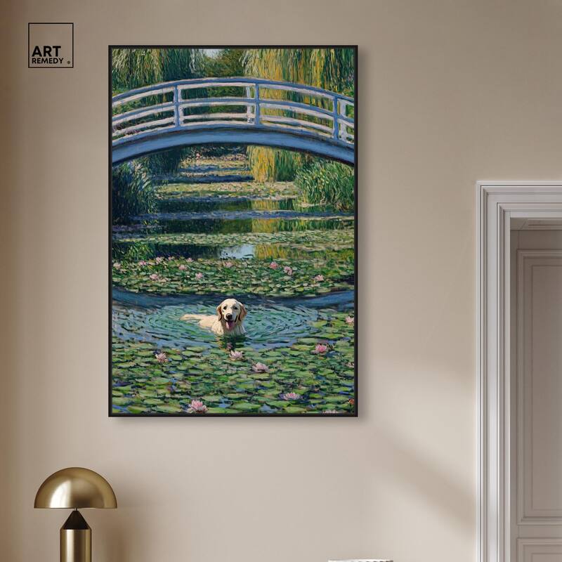 The Pond Under the Bridge Canvas by Art Remedy