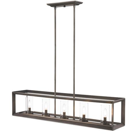 Smyth Gunmetal Bronze 5 Light Linear Pendant with Clear Glass - 8.5" L x 41" W x 8.75" H