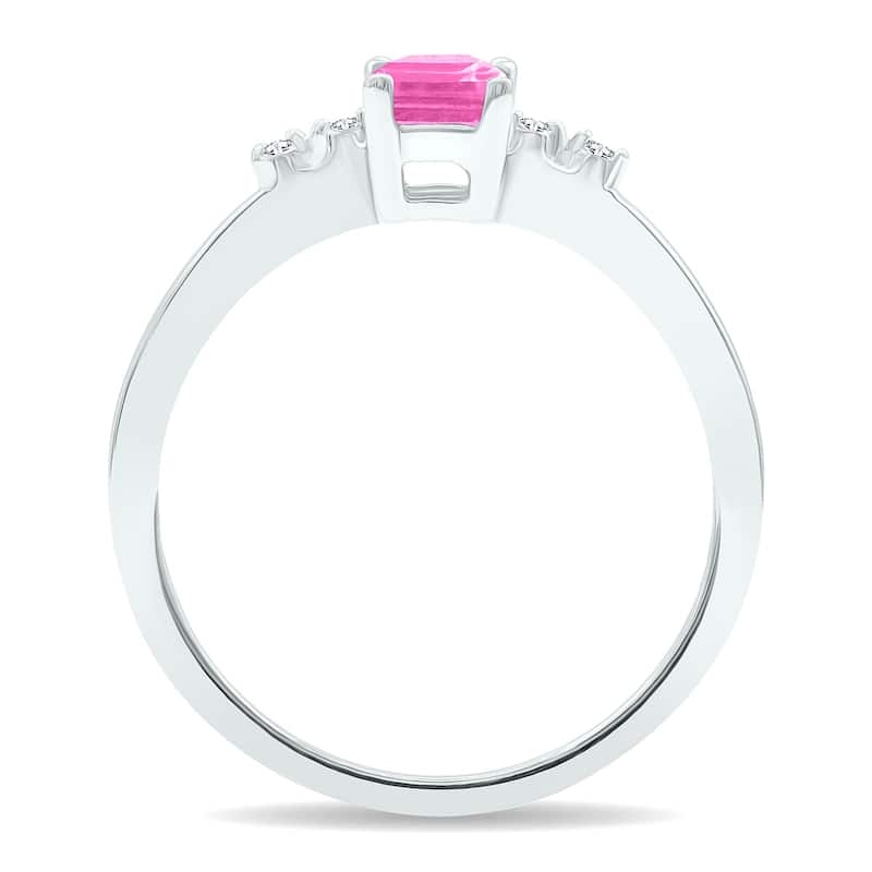 Women's Pink Topaz and Diamond Sparkle Ring in 10K White Gold