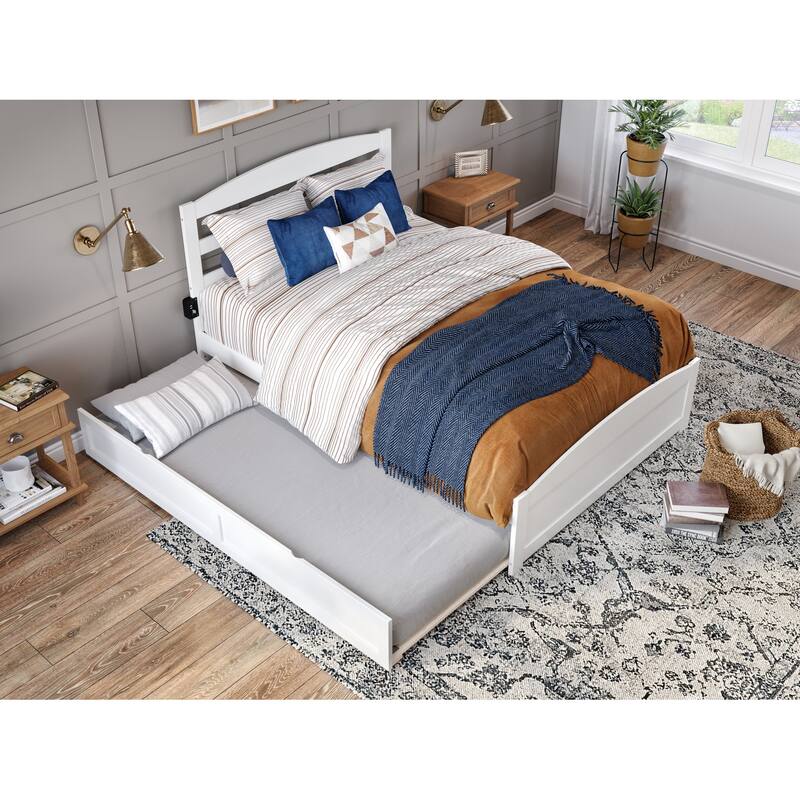 Warren Solid Wood Platform Bed with Footboard and Twin XL Trundle