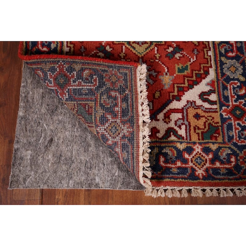Orange Geometric Heriz Serapi Foyer Rug Hand-Knotted Wool Carpet - 2'6"x 6'1"