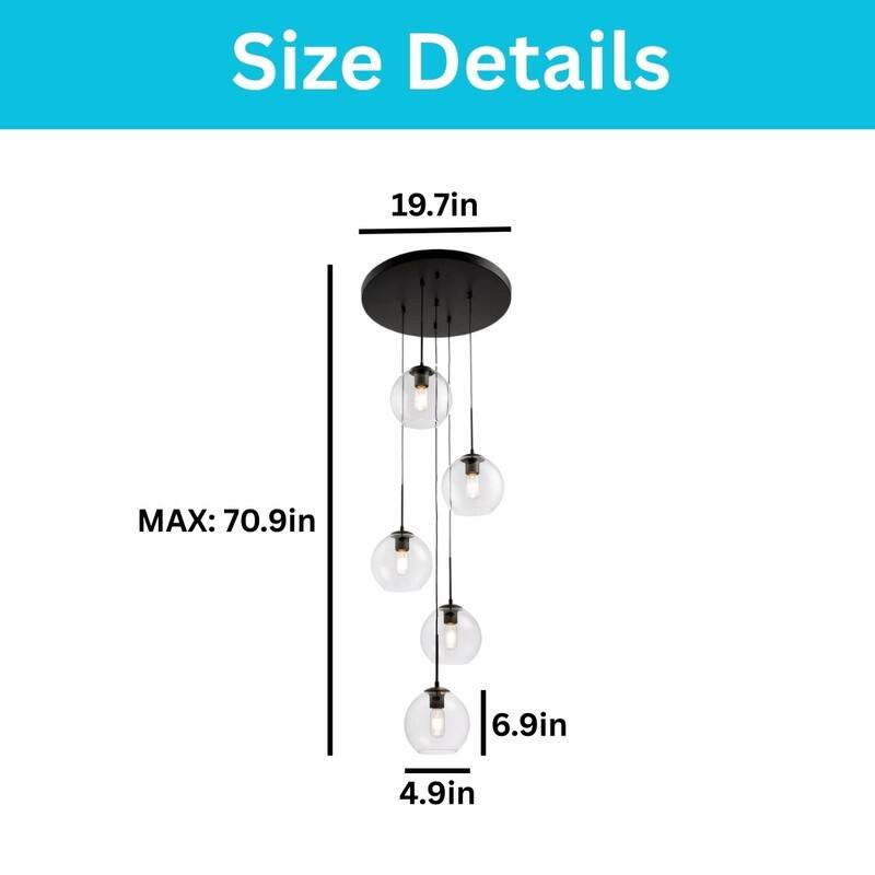 5 Light light fixture black hallway living room lighting iron pendant light - N/A