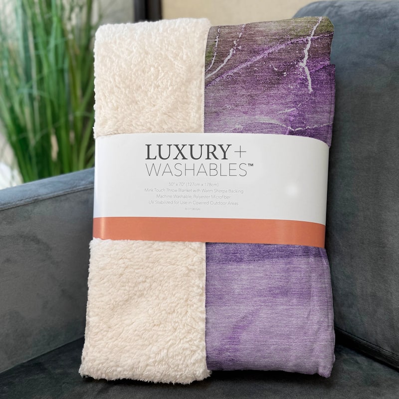 Premium Machine Washable Abstract Contemporary Sherpa Throw Blanket