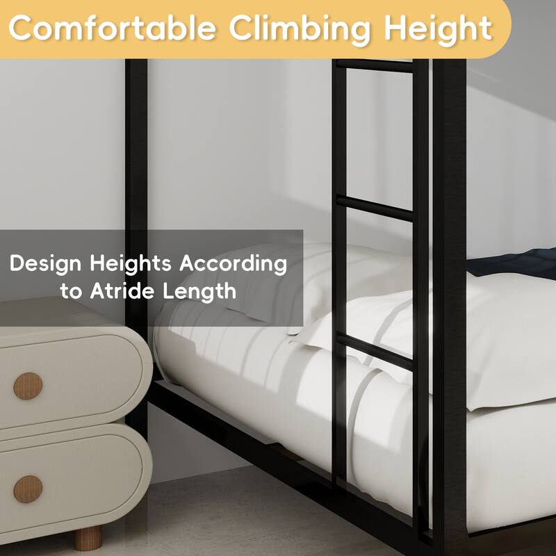 Multi -Functional Square Tube Iron Bunk Bed, Full - Size Upper & Full - Size Lower Bed, Robust Metal Frame Resists Wear