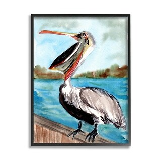 Stupell Nautical Pelican Bird Beak Framed Giclee Art by Sebastian ...