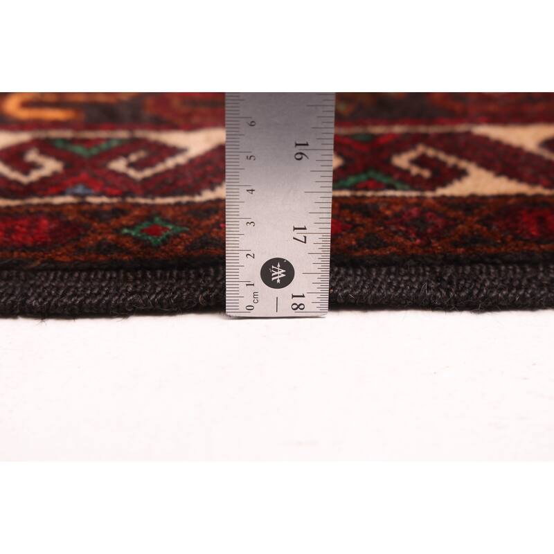 ECARPETGALLERY Hand-knotted Teimani Black, Dark Red Wool Rug - 3'8 x 7'1