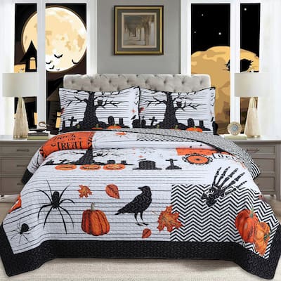 3 Pcs Halloween Quilt Bedspread Set