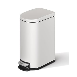 rubbed bronze Slim Trash Can, Stainless Steel Step Bin with Soft Close Lid, Inner Bucket for Bathroom