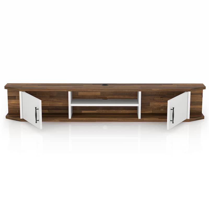 DH BASIC Mid-Century Modern 71-inch 4-Shelf Floating TV Console by Denhour