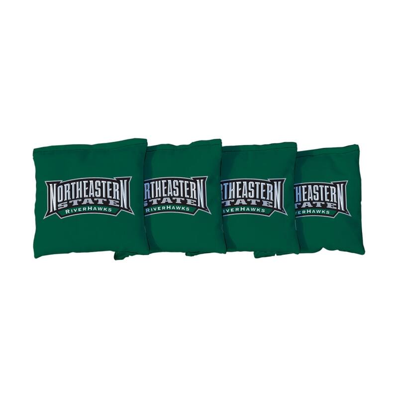 Northeastern State Riverhawks Green Cornhole Bags - Corn Filled