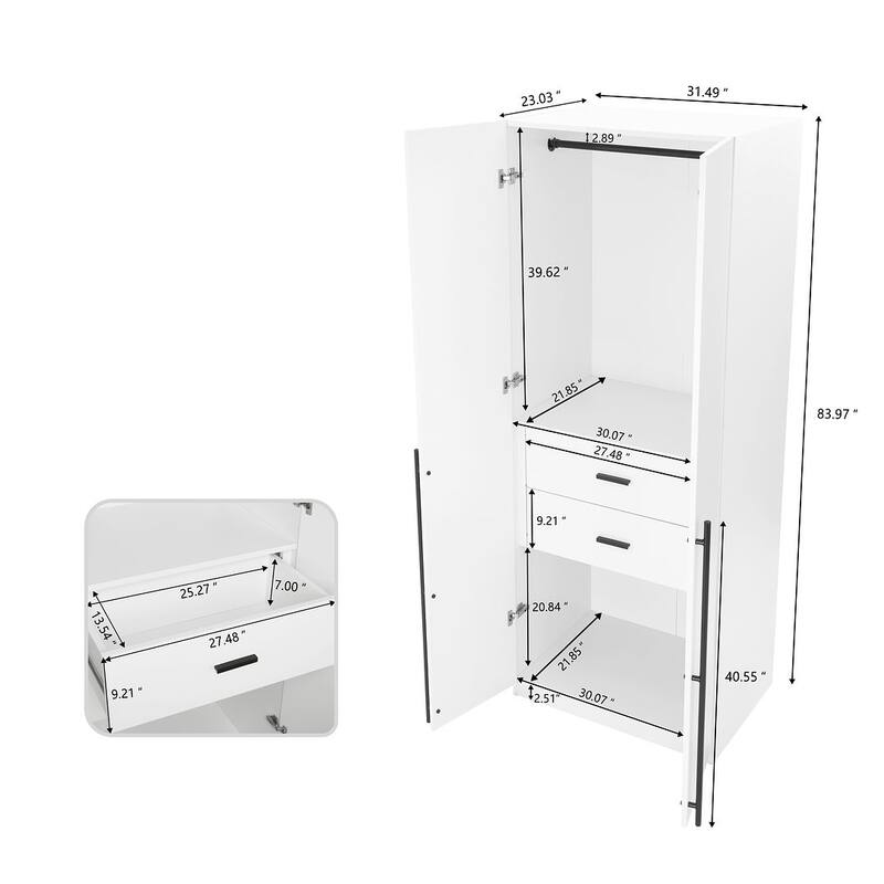 Manhattan Comfort Lee Modern Freestanding 3-Piece Module Wardrobe Closet Armoire