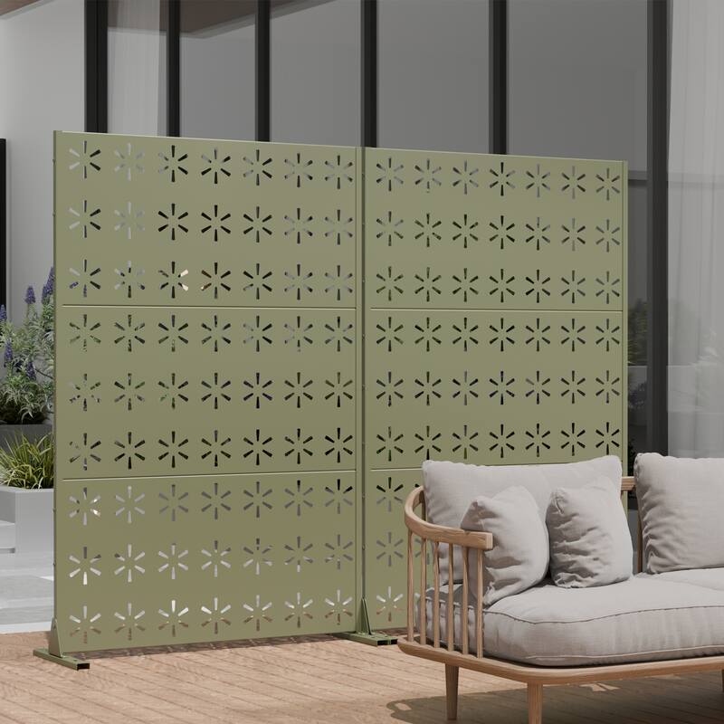 Dovelina 6ft.Outdoor Freestanding Metal Privacy Screen Decorative Garden Fence - 72"x47"