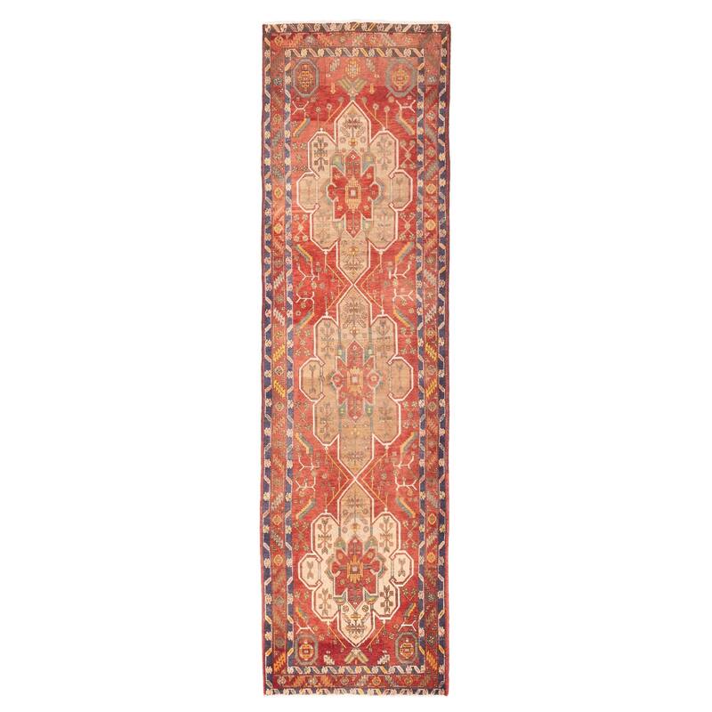 ECARPETGALLERY Hand-knotted Konya Anatolian Red Wool Rug - 3'9 x 14'4