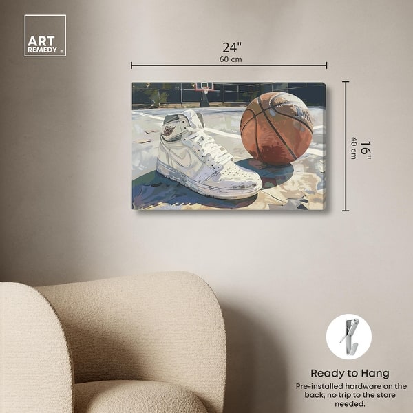 dimension image slide 0 of 6, Washed Out Court Canvas by Art Remedy, Gallery Wrapped