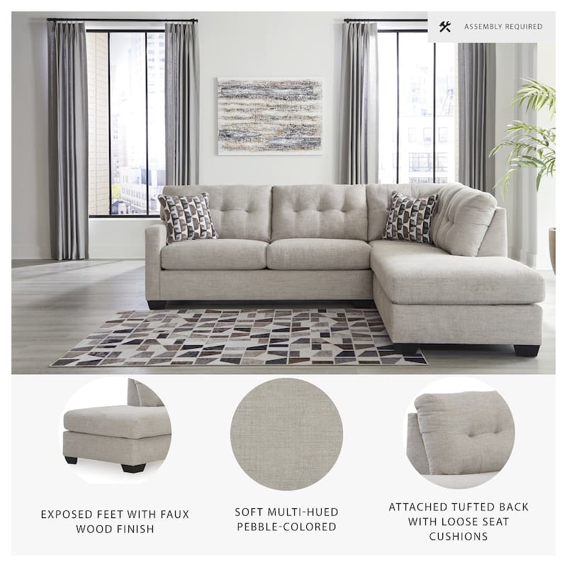 Signature Design by Ashley Mahoney 2-Piece Sleeper Sectional with Chaise - 105"W x 90"D x 37"H