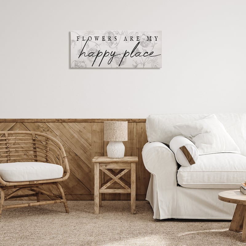 Stupell Flowers Are Happy Place Canvas Wall Art Design By Lil' Rue