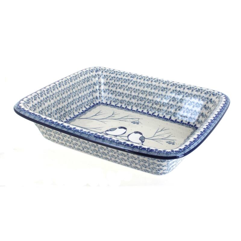 Blue Rose Polish Pottery 855 Ceramika Artystyczna Medium Rectangular Baker - Bluebird