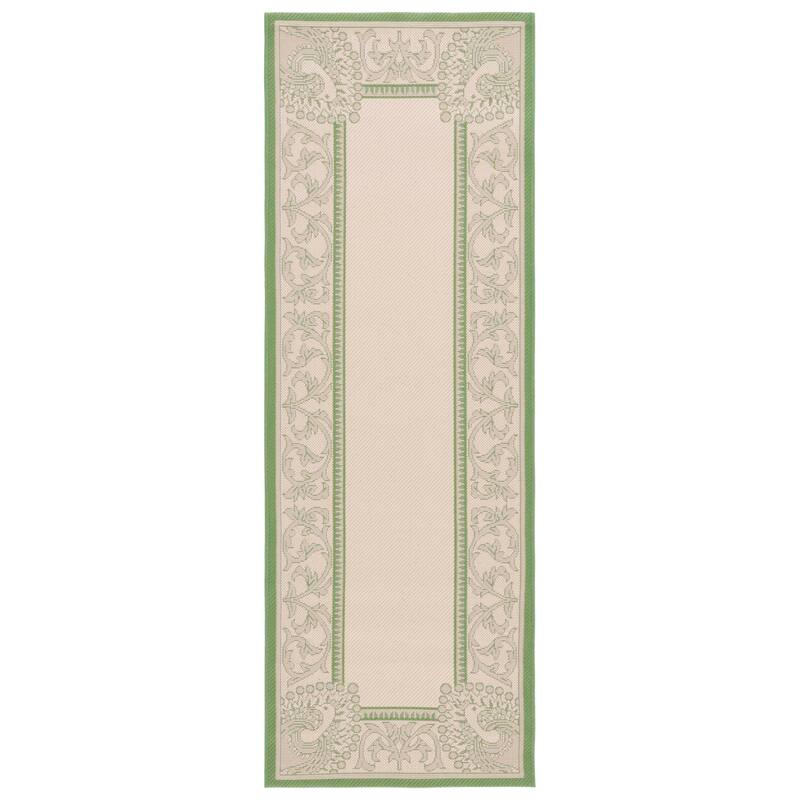 SAFAVIEH Courtyard Kitija Indoor/ Outdoor Waterproof Patio Backyard Rug - 2'3" x 6'7" Runner - Natural/Olive