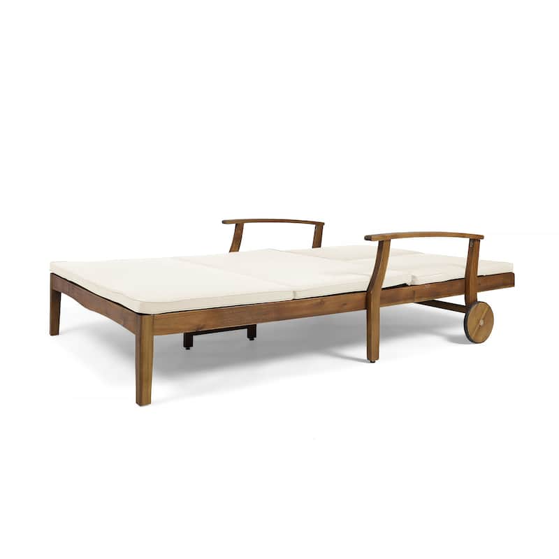 Perla Outdoor Acacia Wood Double Chaise Lounge by Christopher Knight Home