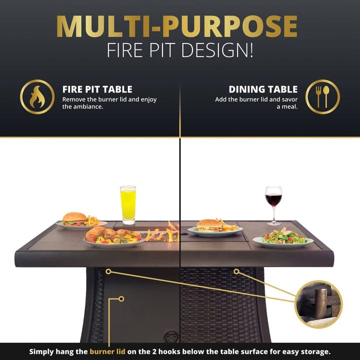 Elio 5 PC Propane Fire Pit Table Set for Patio (50,000 BTU)