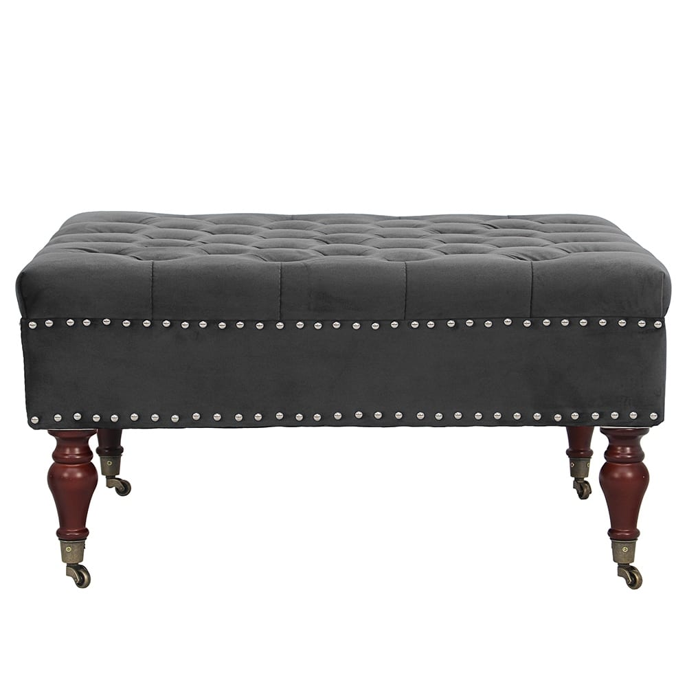Maypex Square Velvet Upholstered Cocktail Ottoman with Caster Wheels