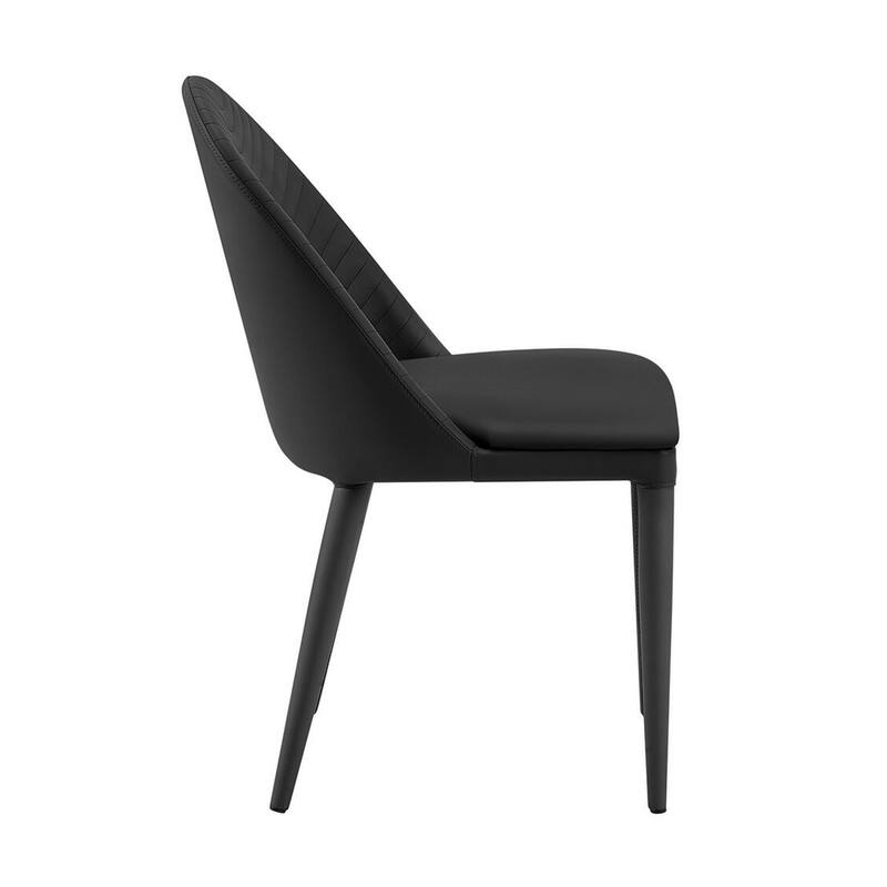 Set of 2 Leatherette and Metal Side Chairs with Curved Back