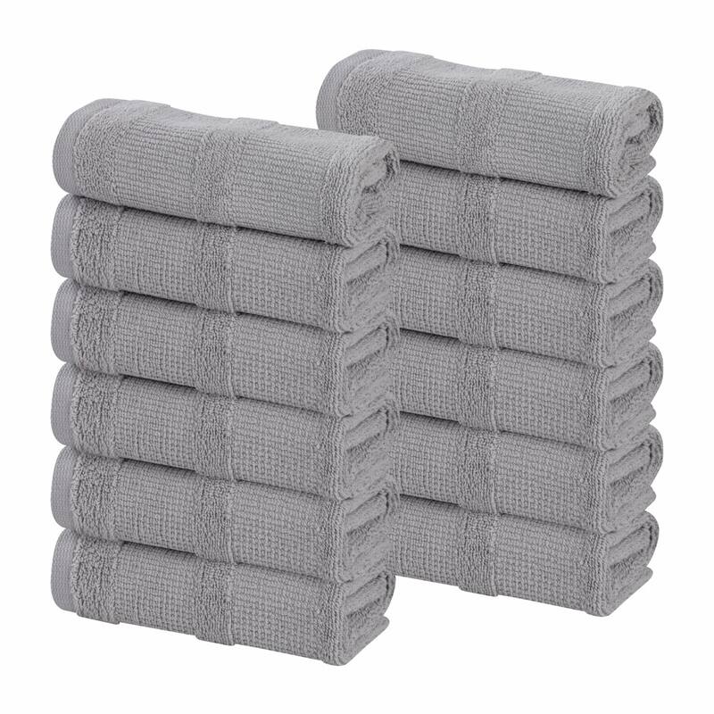 Superior Roma Cotton Ribbed Absorbent Face Towel Washcloth Set of 12