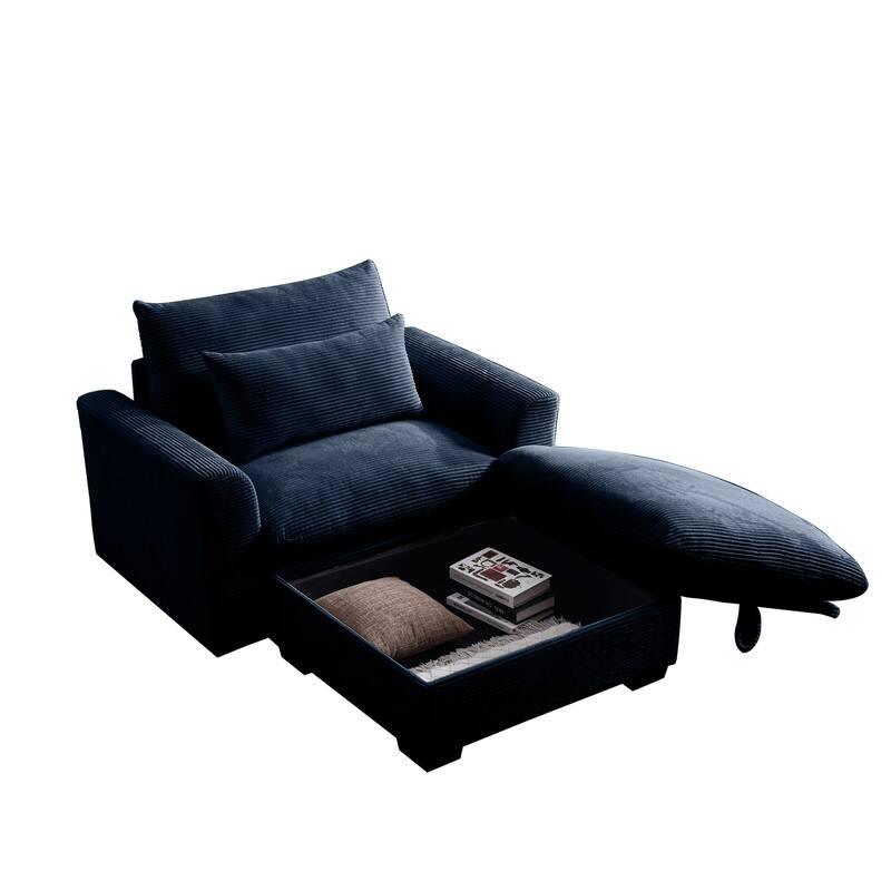 GDFStudio - Marlow Corduroy Fabric Ottoman with Storage