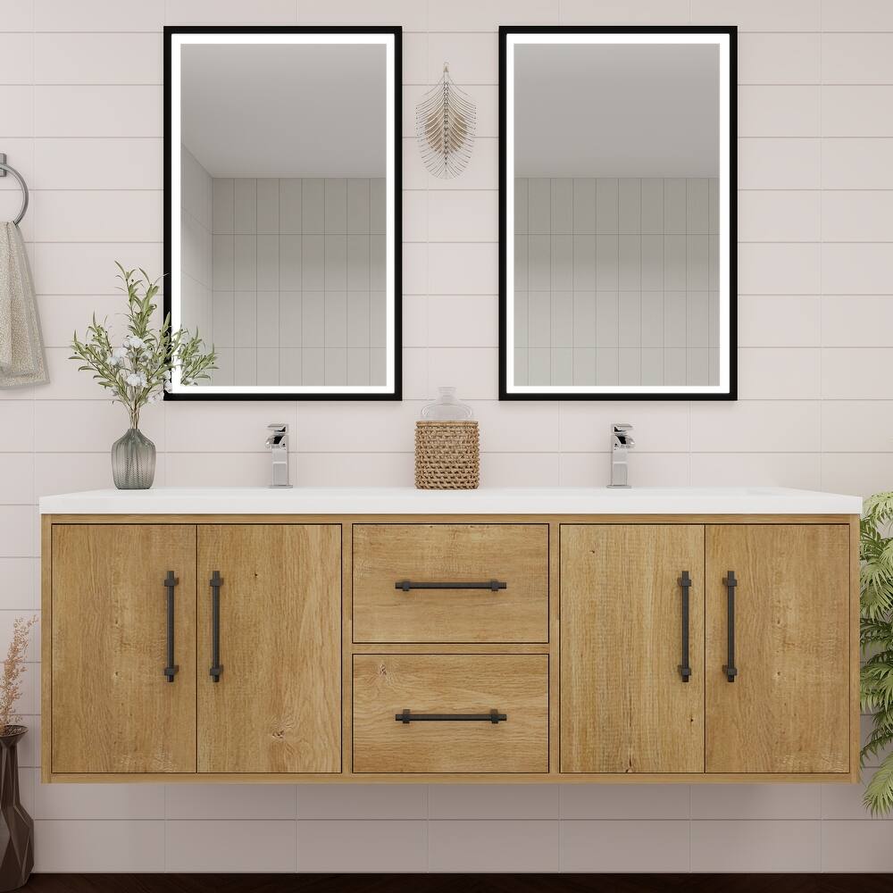 Victoria 60'' Wall-mounted Vanity with Double Reinforced Acrylic Sink - 59.5