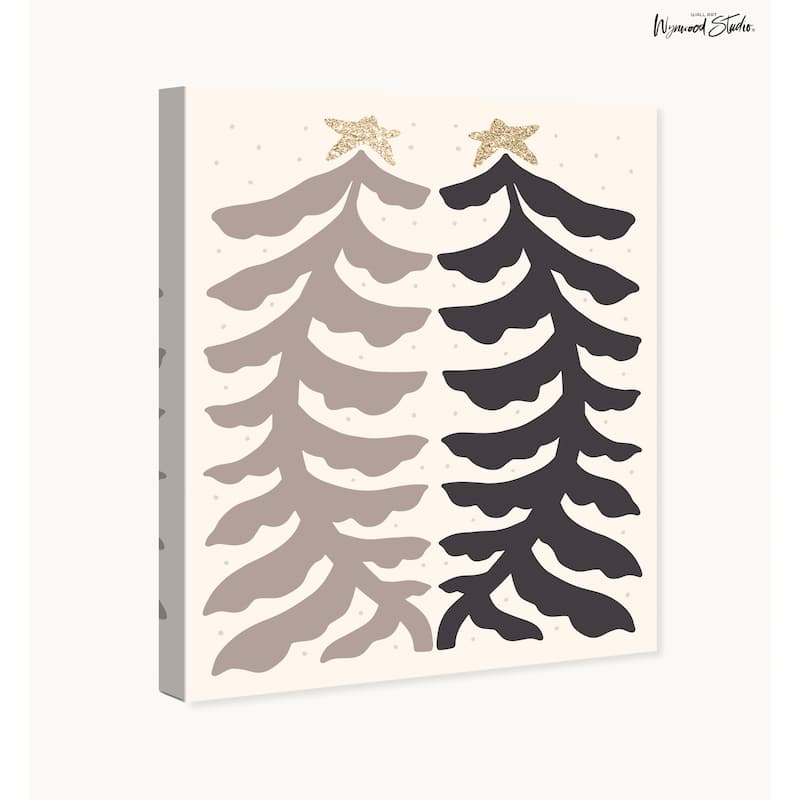 Wynwood Studio Canvas Holiday and Seasonal Ferns as Pines with Glitter Gray Glam Wall Art Canvas Print