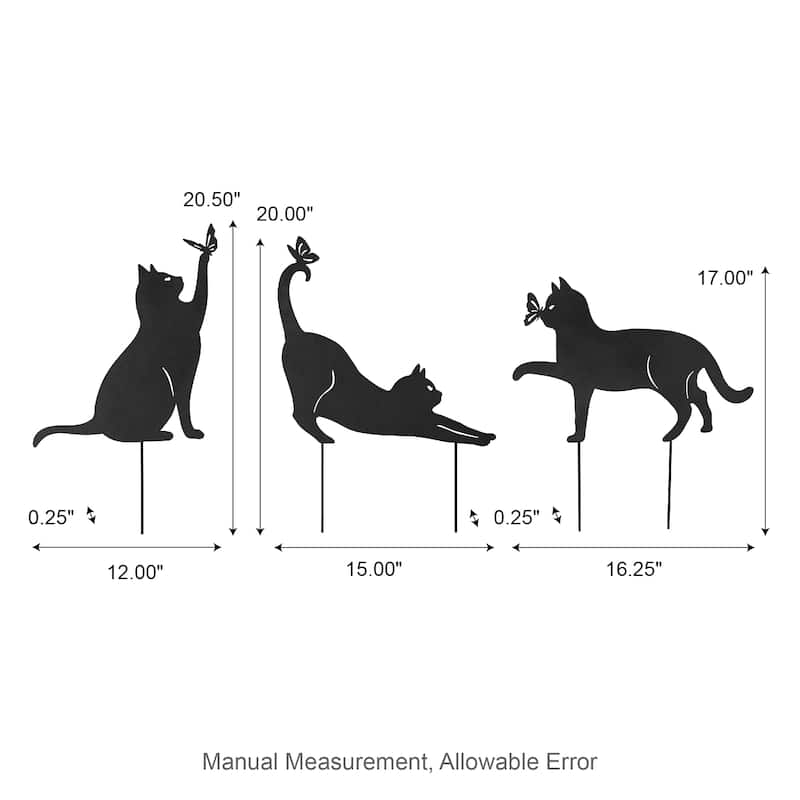 Glitzhome 2-in-1 Halloween Black Metal Rabbit Silhouette Yard Stakes Wall Decor (Set of 3)