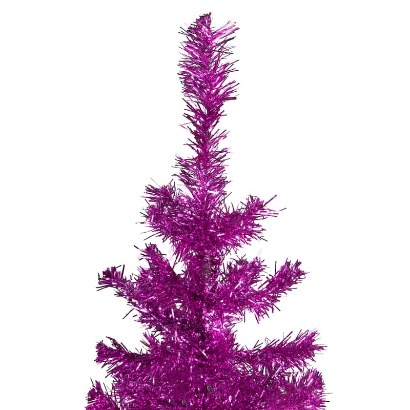 4' Pink Artificial Tinsel Christmas Tree Unlit
